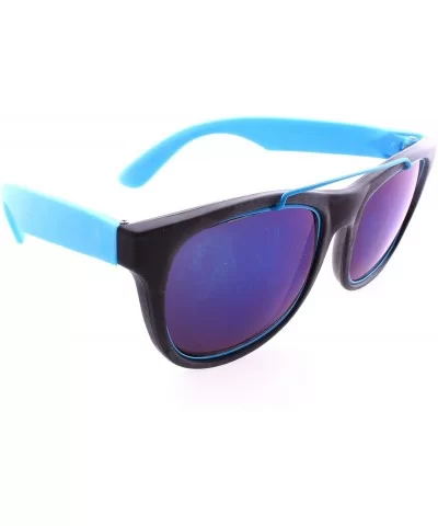 Retro Wayfarer Neon Rubber Outline Sunglasses - Blue - C512HSCR52Z $12.55 Wayfarer