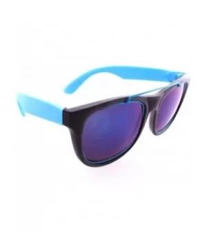 Retro Wayfarer Neon Rubber Outline Sunglasses - Blue - C512HSCR52Z $12.55 Wayfarer