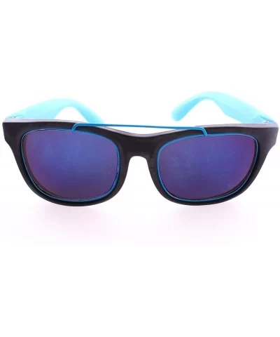 Retro Wayfarer Neon Rubber Outline Sunglasses - Blue - C512HSCR52Z $12.55 Wayfarer