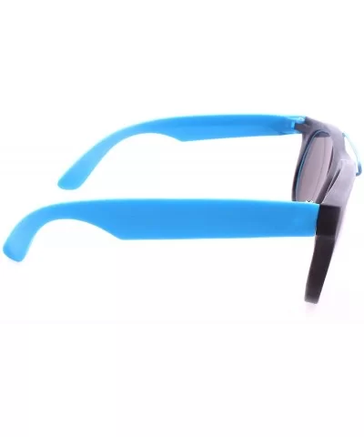 Retro Wayfarer Neon Rubber Outline Sunglasses - Blue - C512HSCR52Z $12.55 Wayfarer