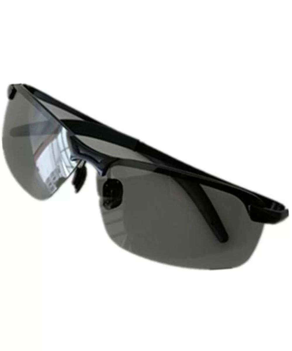 Photochrommic Lens Polarized Light Night Driving Movement Sunglasses Al-Mg Light - 01 Black Frame - CZ18R7TRCG4 $14.60 Rimless