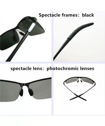 Photochrommic Lens Polarized Light Night Driving Movement Sunglasses Al-Mg Light - 01 Black Frame - CZ18R7TRCG4 $14.60 Rimless