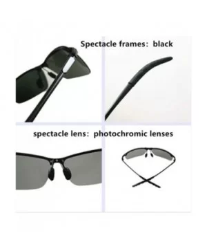 Photochrommic Lens Polarized Light Night Driving Movement Sunglasses Al-Mg Light - 01 Black Frame - CZ18R7TRCG4 $14.60 Rimless