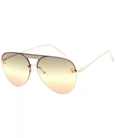 Classic Fashion Flat Top Aviator Reflective Sunglasses A78 - Brown - CT1929ASXYS $6.87 Aviator