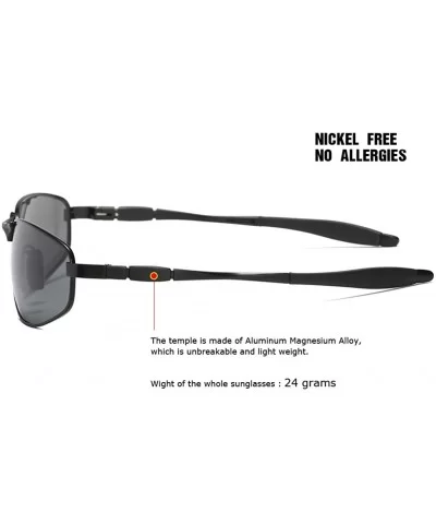 Wrap Polarized Sunglasses Al-Mg Metal Temple Spring Hinged UV400 Protection - Black - C118992I95M $12.99 Rectangular