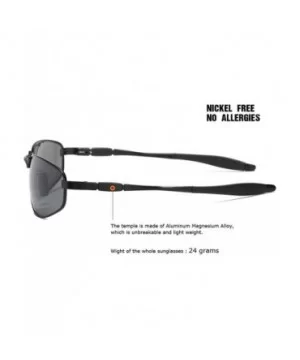 Wrap Polarized Sunglasses Al-Mg Metal Temple Spring Hinged UV400 Protection - Black - C118992I95M $12.99 Rectangular