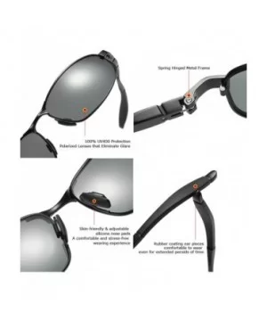 Wrap Polarized Sunglasses Al-Mg Metal Temple Spring Hinged UV400 Protection - Black - C118992I95M $12.99 Rectangular