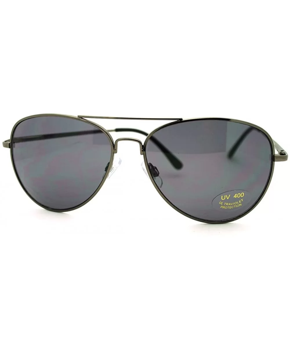 Classic Aviator Sunglasses Unisex Double Bridge Spring Hinge Frame - Gun Metal - CW11EZH6R4J $6.10 Aviator