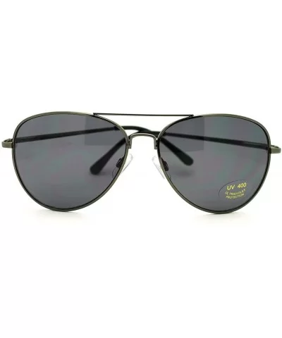 Classic Aviator Sunglasses Unisex Double Bridge Spring Hinge Frame - Gun Metal - CW11EZH6R4J $6.10 Aviator