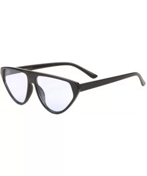 Semi Flat Top Round Triangular Shield Lens Sunglasses - Blue - CW1986KUY4I $8.53 Round