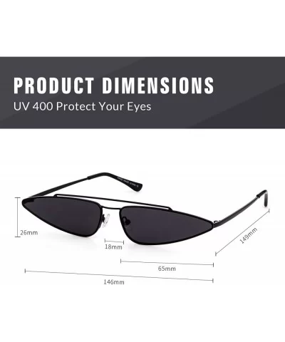 Cat Eye Metal Frame Sunglasses - Black - CK18CD7T8TL $12.81 Oval