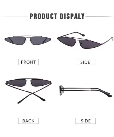 Cat Eye Metal Frame Sunglasses - Black - CK18CD7T8TL $12.81 Oval