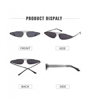 Cat Eye Metal Frame Sunglasses - Black - CK18CD7T8TL $12.81 Oval