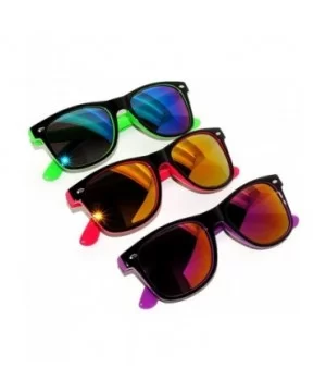 Retro 80's 2 Tone Frame Vintage Sunglasses Full Mirror Lens 3 Pack - Purple/Pink/Green - 3 Pairs - C711NQVFN7H $6.16 Wayfarer