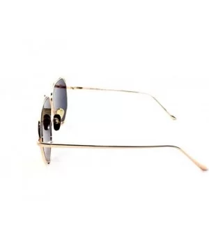 "Raven" Geometric Ultra Premium Brushed Aluminum Flash Sunglasses - Gold/Orange - CU12K7SU1UF $6.95 Rectangular