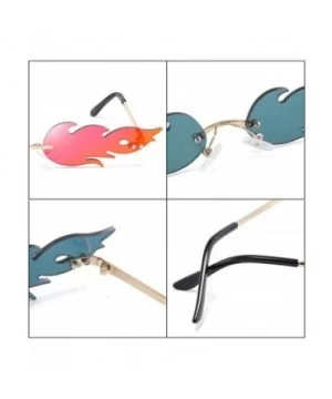 New 2019 Fashion Fire Flame Sunglasses Women Men Rimless Wave Sun Glasses Green - Red - CU18YQNSAAA $6.59 Rimless