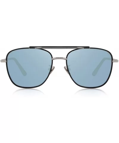 Men's Polarized Square Sunglasses For Driving 100% UV Protection S8180 - Blue Mirror - CH1885I9KEX $7.48 Oversized