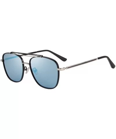 Men's Polarized Square Sunglasses For Driving 100% UV Protection S8180 - Blue Mirror - CH1885I9KEX $7.48 Oversized