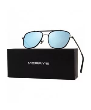 Men's Polarized Square Sunglasses For Driving 100% UV Protection S8180 - Blue Mirror - CH1885I9KEX $7.48 Oversized