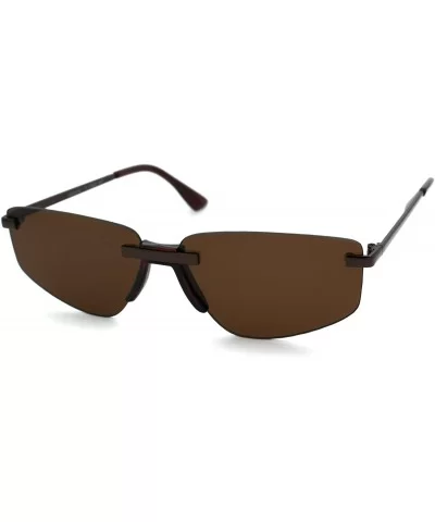 Retro Triangular Rimless Expose Lens Dad Sunglasses - All Brown - C318W8AUE7W $8.64 Rimless