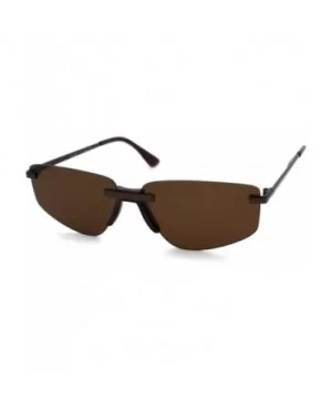 Retro Triangular Rimless Expose Lens Dad Sunglasses - All Brown - C318W8AUE7W $8.64 Rimless