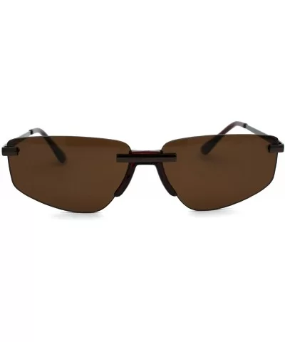 Retro Triangular Rimless Expose Lens Dad Sunglasses - All Brown - C318W8AUE7W $8.64 Rimless