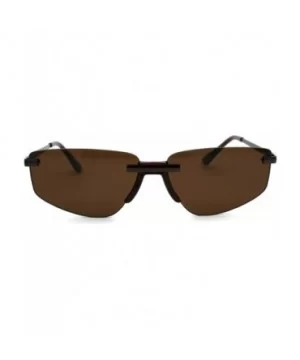 Retro Triangular Rimless Expose Lens Dad Sunglasses - All Brown - C318W8AUE7W $8.64 Rimless