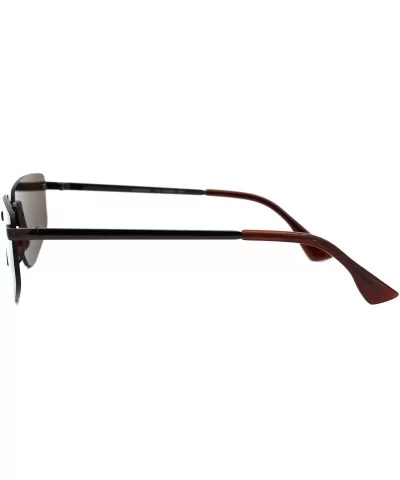 Retro Triangular Rimless Expose Lens Dad Sunglasses - All Brown - C318W8AUE7W $8.64 Rimless