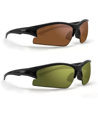 2 Epoch Golf Sport Sunglasses Black w/High Clarity Green & Black w/Amber Lens - CP18G527T78 $23.21 Wrap