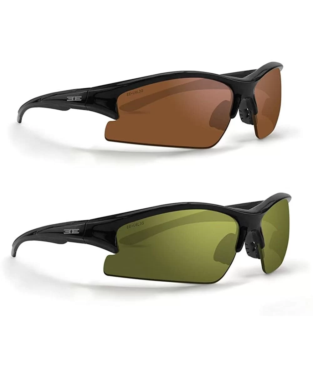 2 Epoch Golf Sport Sunglasses Black w/High Clarity Green & Black w/Amber Lens - CP18G527T78 $23.21 Wrap