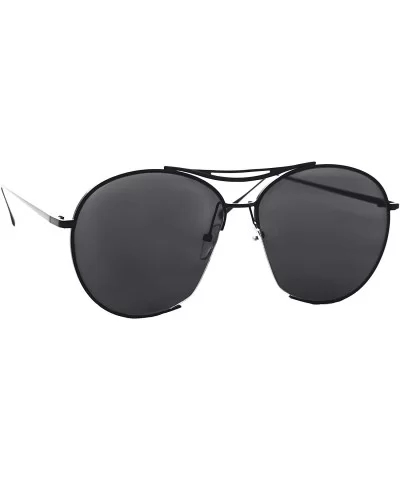 Oversized Sunglasses Men Women Metal Retro Aviator Classic Vintage - Black Metal Frame / Black Lens - CL18UMEZU46 $5.49 Aviator