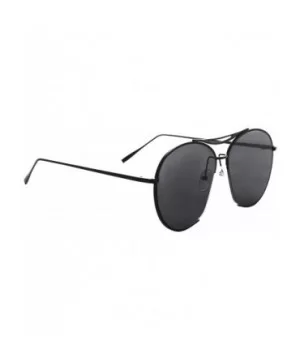 Oversized Sunglasses Men Women Metal Retro Aviator Classic Vintage - Black Metal Frame / Black Lens - CL18UMEZU46 $5.49 Aviator