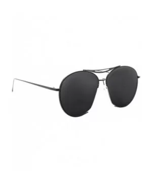 Oversized Sunglasses Men Women Metal Retro Aviator Classic Vintage - Black Metal Frame / Black Lens - CL18UMEZU46 $5.49 Aviator