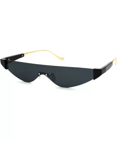 Flat Top Shield Futuristic Robot Cat Eye Sunglasses - All Black - CN18W0ZCXO7 $11.31 Shield