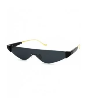 Flat Top Shield Futuristic Robot Cat Eye Sunglasses - All Black - CN18W0ZCXO7 $11.31 Shield