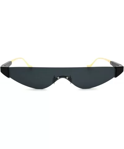 Flat Top Shield Futuristic Robot Cat Eye Sunglasses - All Black - CN18W0ZCXO7 $11.31 Shield