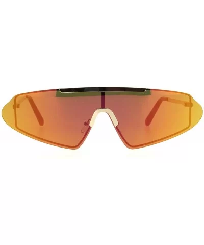 Futurist Robotic Shield Exposed Rimless Metal Rim Retro Sunglasses - Gold Orange Mirror - C218KA7QTC0 $8.02 Shield