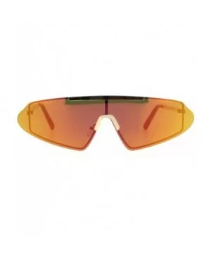 Futurist Robotic Shield Exposed Rimless Metal Rim Retro Sunglasses - Gold Orange Mirror - C218KA7QTC0 $8.02 Shield