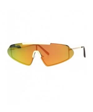 Futurist Robotic Shield Exposed Rimless Metal Rim Retro Sunglasses - Gold Orange Mirror - C218KA7QTC0 $8.02 Shield