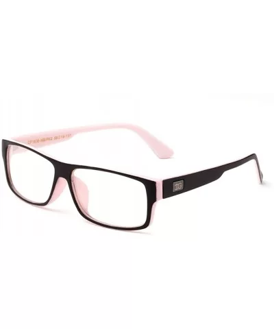 "Kayden" Retro Unisex Plastic Fashion Clear Lens Glasses - Matte Black/Pink 2 - CK12JQZOULB $5.13 Goggle