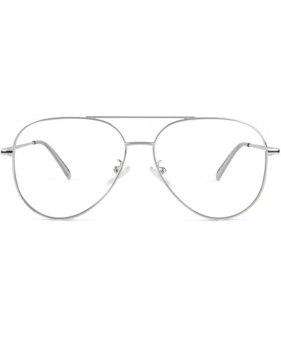 Fake Glasses for Men Women Fashion Pilot Metal Frame Non-Prescription Clear Lens Glasses PTO56 - Silver - CR18A0AL82I $11.38 ...