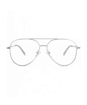 Fake Glasses for Men Women Fashion Pilot Metal Frame Non-Prescription Clear Lens Glasses PTO56 - Silver - CR18A0AL82I $11.38 ...