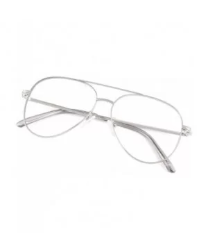 Fake Glasses for Men Women Fashion Pilot Metal Frame Non-Prescription Clear Lens Glasses PTO56 - Silver - CR18A0AL82I $11.38 ...