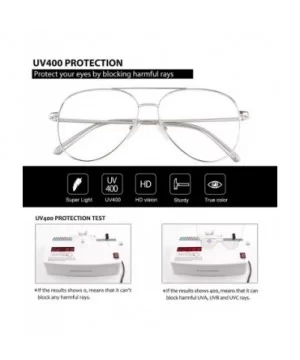 Fake Glasses for Men Women Fashion Pilot Metal Frame Non-Prescription Clear Lens Glasses PTO56 - Silver - CR18A0AL82I $11.38 ...