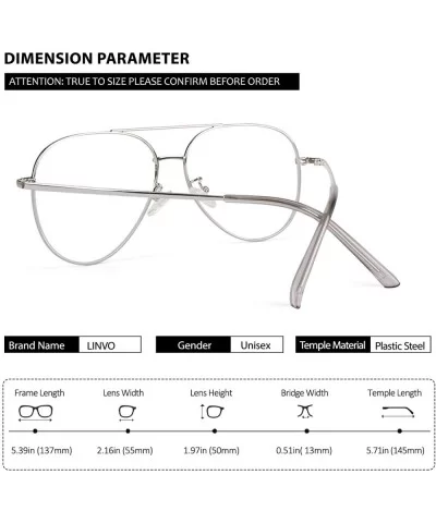 Fake Glasses for Men Women Fashion Pilot Metal Frame Non-Prescription Clear Lens Glasses PTO56 - Silver - CR18A0AL82I $11.38 ...