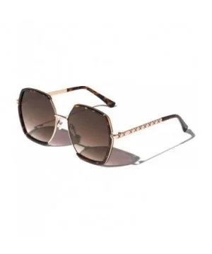 Geometric X Temple Fashion Sunglasses - Brown Demi - CB197442U25 $11.44 Butterfly