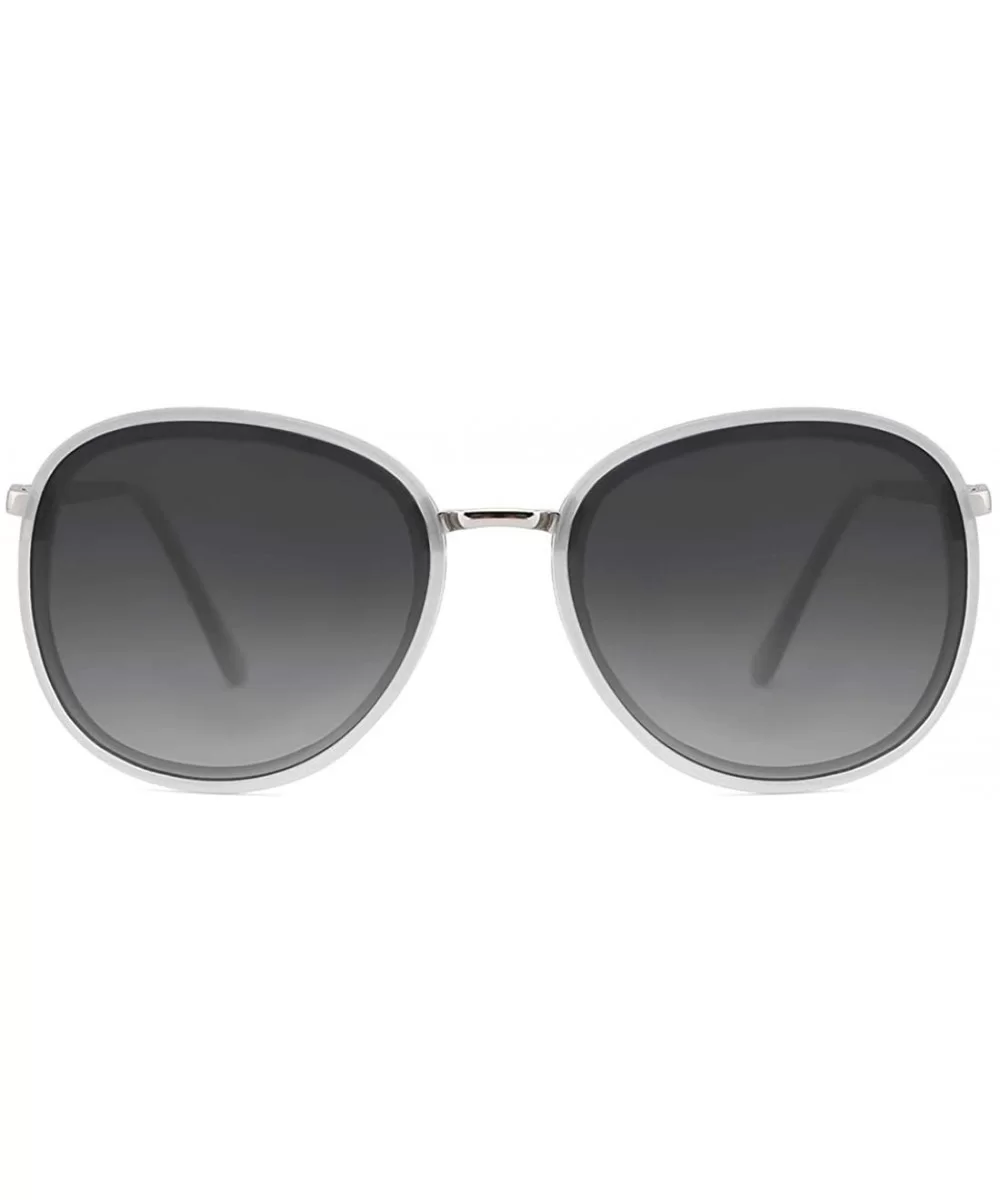 Fashion Sunglasses for Women Oversized Round Metal Frame UV400 Protection Tinted Lenses - Grey - CH18ZTSGWYY $8.87 Oversized