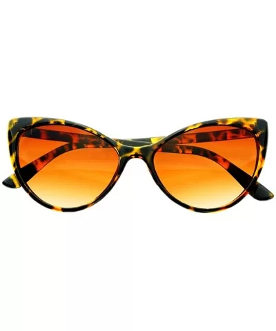 Womens Retro Vintage Style Tip Pointed Large Cat Eye Sunglasses - Tortoise - C411K8AP495 $7.29 Cat Eye