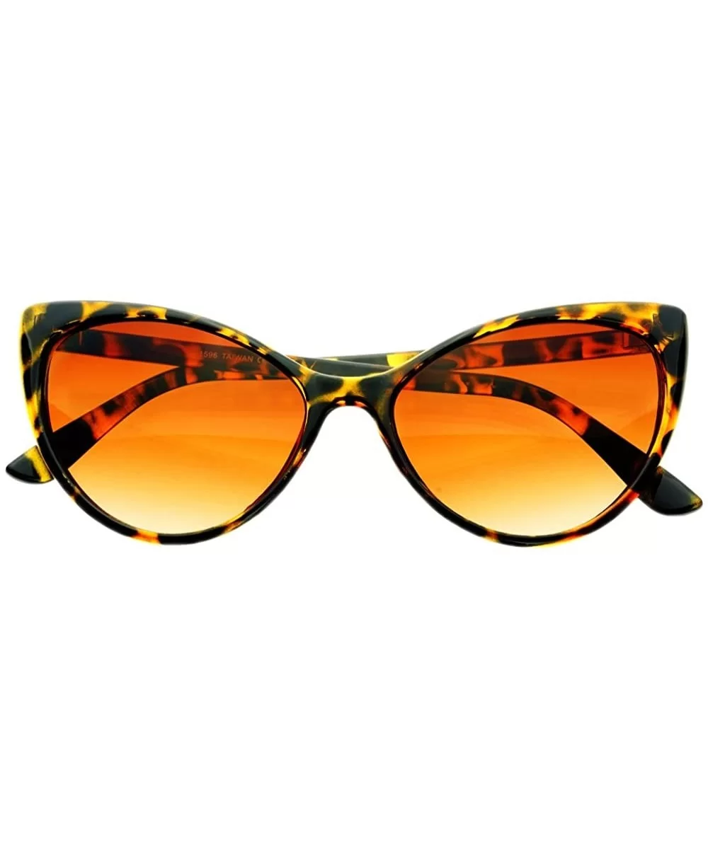 Womens Retro Vintage Style Tip Pointed Large Cat Eye Sunglasses - Tortoise - C411K8AP495 $7.29 Cat Eye