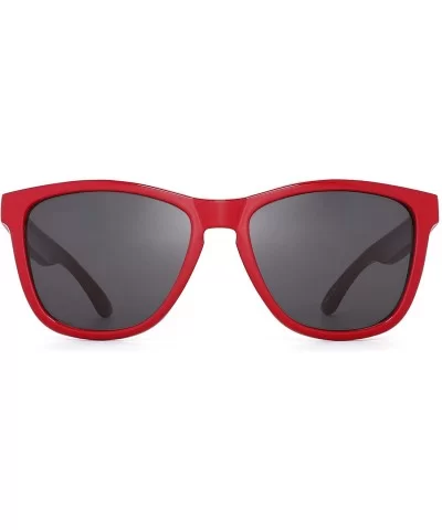 Retro Polarized Sunglasses for Women Men Vintage Square Mirror Glasses - Red Frame / Non-polarized Grey Lens - CU18WGA6NY0 $1...